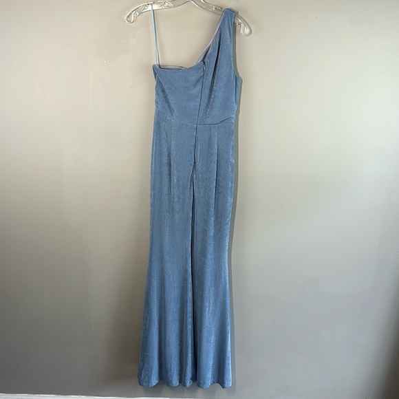 Maniju Periwinkle Blue One Shoulder Ruched Maxi Dress Size M - Picture 9 of 16